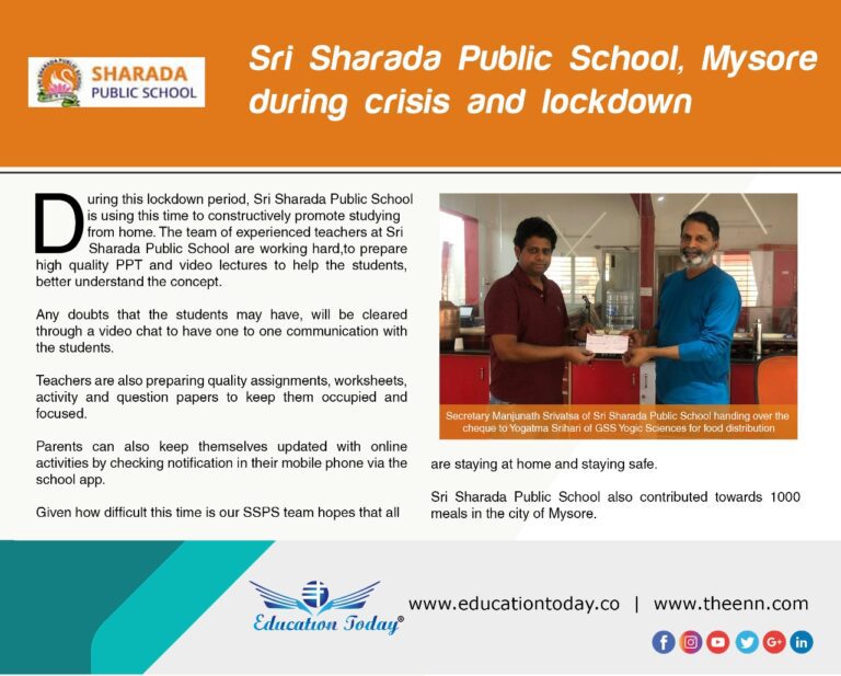 Sri Sharada Public School, Mysore during crisis and lockdown